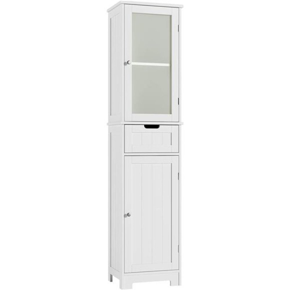 Bathroom Storage Cabinet with 2 Doors & 1 Drawer, Floor Freestanding, White